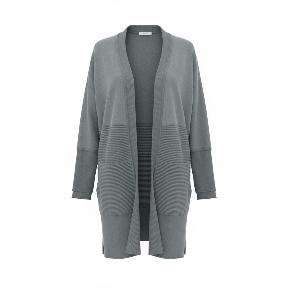 Fundamental Coast Women Large  Flipside Fleece Slate Grey Long Cozy Cardigan